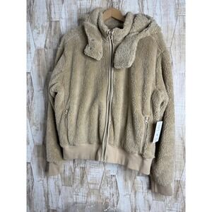 VOGO Womens Teddy Fleece Zip Up Hoodie Jacket Camel XL Style 5005534